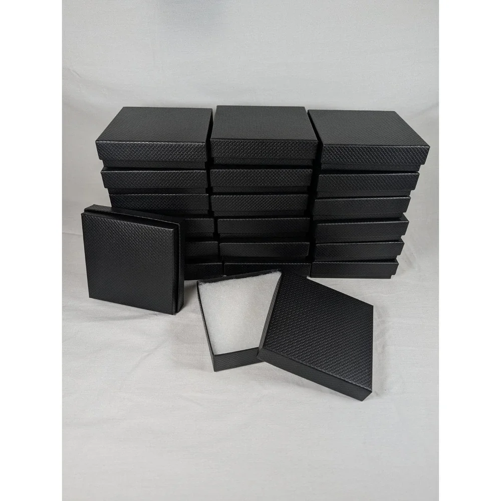 Jewelry Gift Boxes Black With Lids  3.5'x3.5